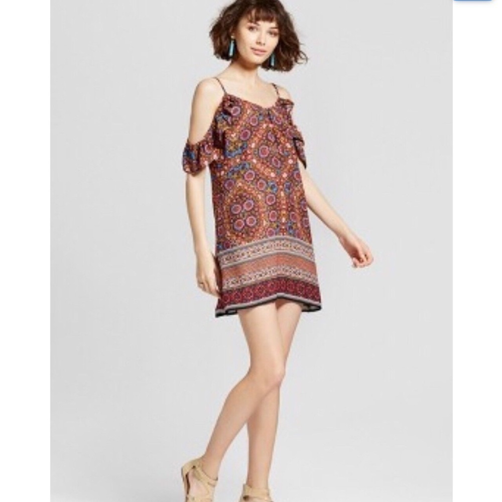 NWOT Xhilaration Cold Shoulder Ruffle Sleeve Mini Dress Size Small